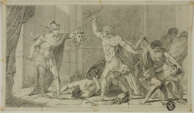 Perseo che affronta Fineo e i suoi seguaci con la testa di Medusa da Unknown