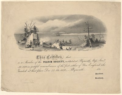 Certificato della Società dei Pellegrini da Unknown