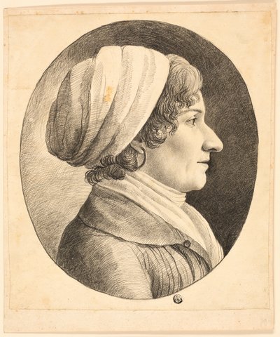 Busto di profilo di donna con berretto da Unknown