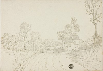 Strada oltre la casa nel paesaggio da Unknown