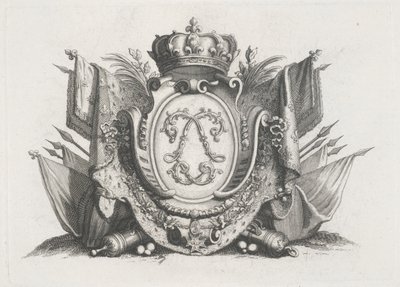 Stemma Reale con Corona e Bandiere Intrecciate da Unknown