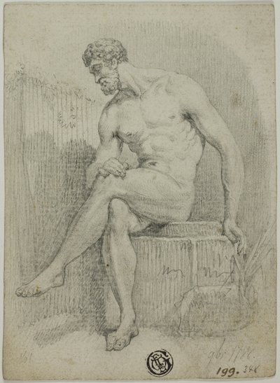 Nudo maschile seduto (da statua) da Unknown