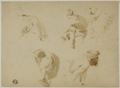 Schizzi di madre e figlio, uomo chinato da Unknown