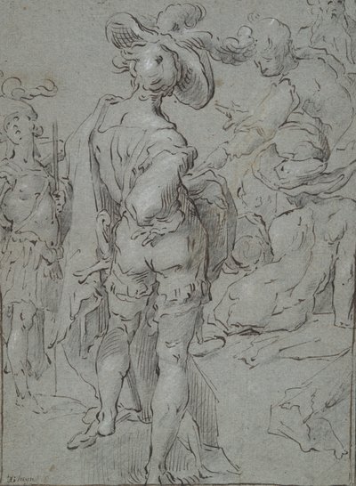 Giovane in Piedi Visto da Dietro, e Altre Figure da Unknown