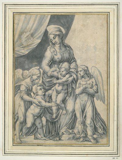 La Vergine e il Bambino con il piccolo San Giovanni Battista e due angeli da Unknown