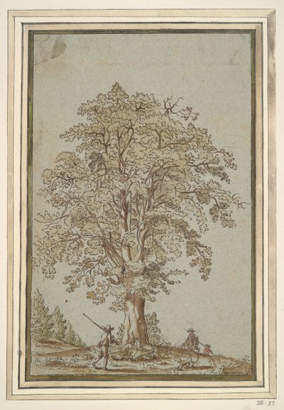 Alberi e tre cacciatori da Unknown