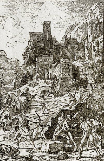 Vichinghi che attaccano i Celti, illustrazione da La storia dell