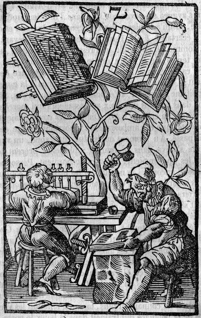 Un laboratorio di rilegatura nel Medioevo da Unknown artist
