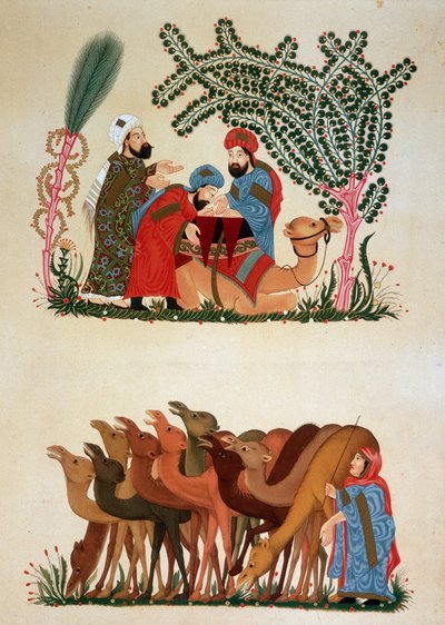 Una carovana in movimento. Illustrazione del XIII secolo del 