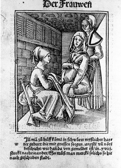 Un parto. Xilografia di Konrad Merkel dopo "Der swangern frawen und hebammen Rosengarten", Hagenau da Unknown artist