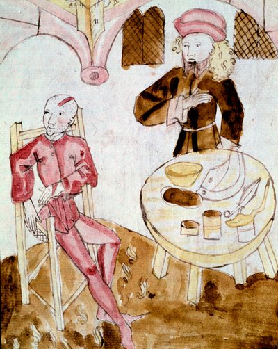 Un medico visita un paziente (miniatura) da Unknown artist