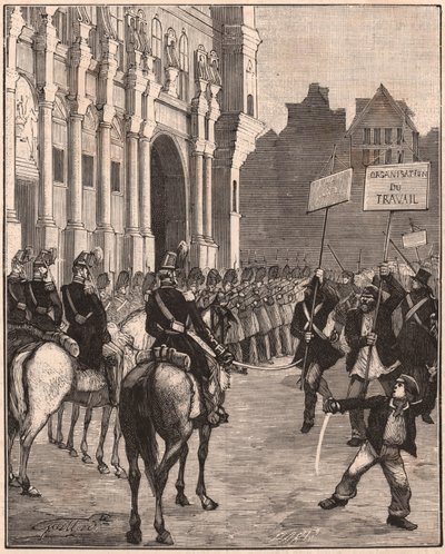 Un gruppo di socialisti che manifestano contro le riforme di Luigi Napoleone Bonaparte, 1849 sul Champ de Mars, Parigi da Unknown