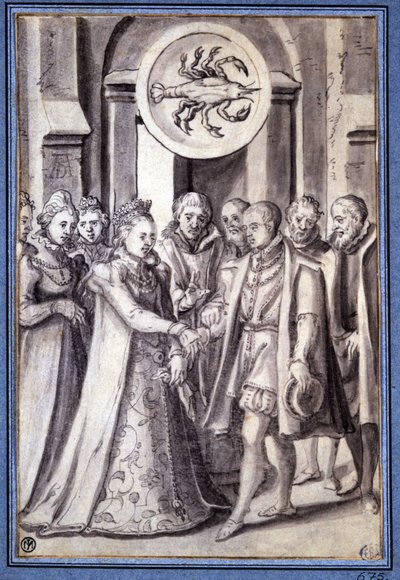 Un matrimonio nel XVII secolo, sotto il segno del cancro da Unknown artist