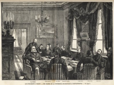 Una riunione della Conferenza Europea di Costantinopoli - Guerra serbo-bulgara - Una riunione della conferenza diplomatica a Costantinopoli - 1885 - nell