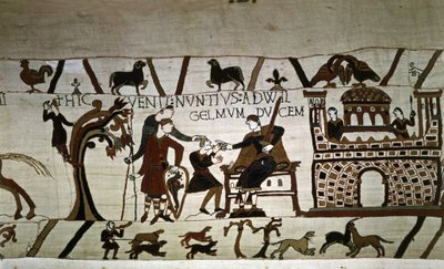 Un messaggero al Duca Guglielmo (1027-1087) - Arazzo di Bayeux, noto come Ricamo della Regina Matilde da Unknown artist