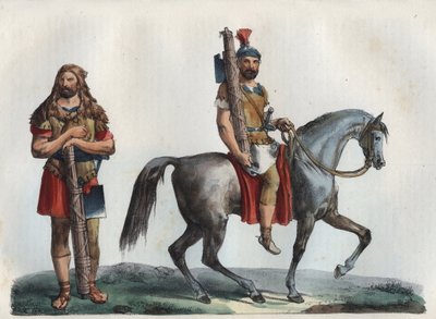 Un littore militare e un littore militare della cavalleria - incisione da "Usi e Costumi di Tutti i Popoli dell