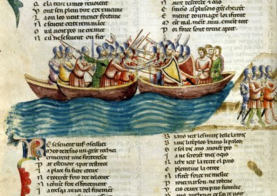 Una battaglia navale. Miniatura del XIII secolo da Unknown artist