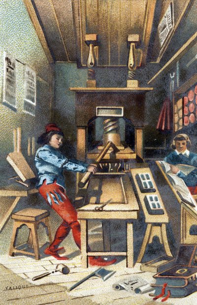 Una tipografia nel XV secolo da Unknown artist