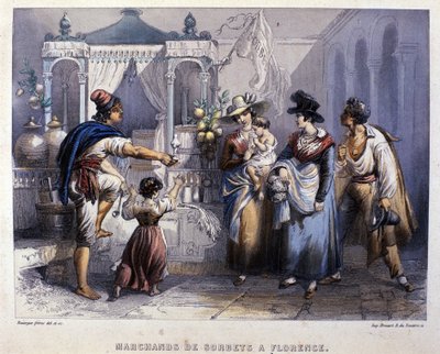 Un venditore di sorbetti a Firenze. Litografia del 1820 circa da Unknown artist