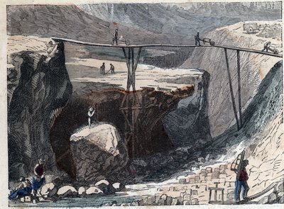 Una cava di pietra nel XIX secolo. da Unknown artist