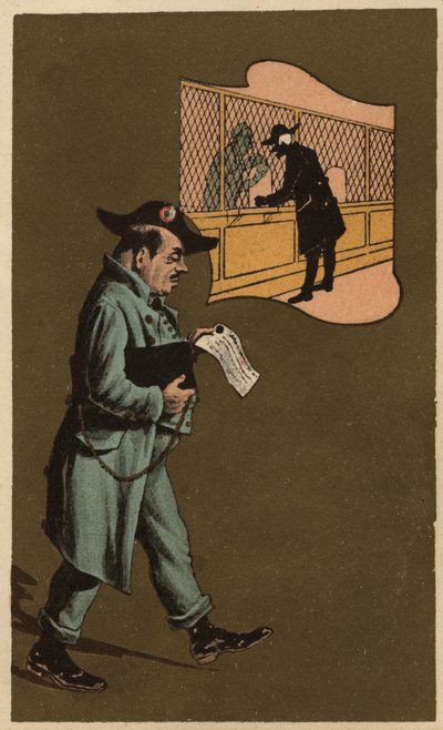 Un ispettore delle tasse, cromolitografia anonima, fine XIX secolo. da Unknown artist