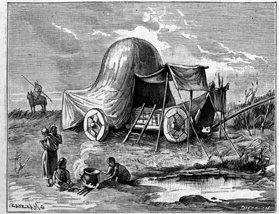 Una tenda montata su un carrello dell