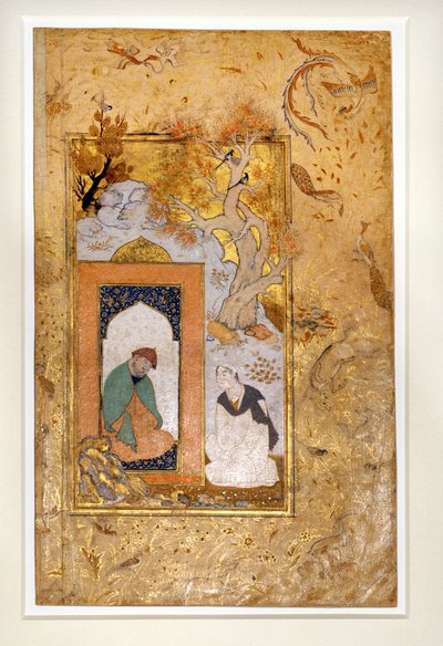 Un giovane visita un dervich (gouache e oro su carta) da Unknown artist