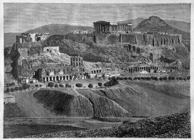 Acropoli di Atene 1881 - incisione da Unknown artist