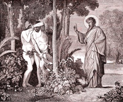 Adamo ed Eva, fac-simile dal libro di Louis Veuillot "Gesù Cristo" stampato a Parigi da Unknown artist