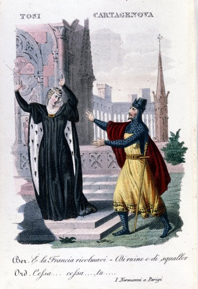 Adelaide Tosi e Orazio Cartagenova in "I Normanni a Parigi" di Saverio Mercadante. Compositore italiano (1795 - 1870) da Unknown artist