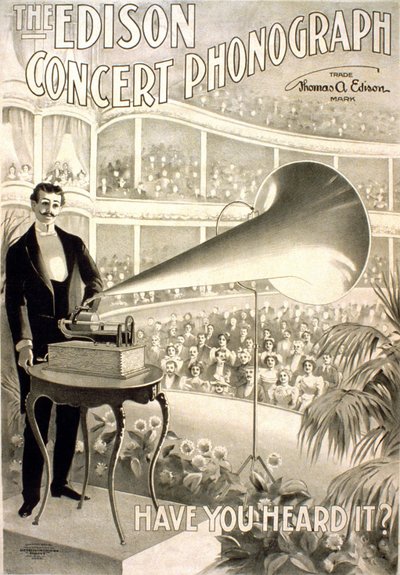Pubblicità per il grammofono Edison "Il fonografo Edison, l