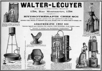 Pubblicità del 1889 per arredi mobili per bagni, docce d