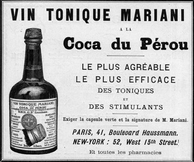 Pubblicità del 1889 per il "Vino tonico Mariani alla coca del Perù" (Cocaina) da Unknown artist