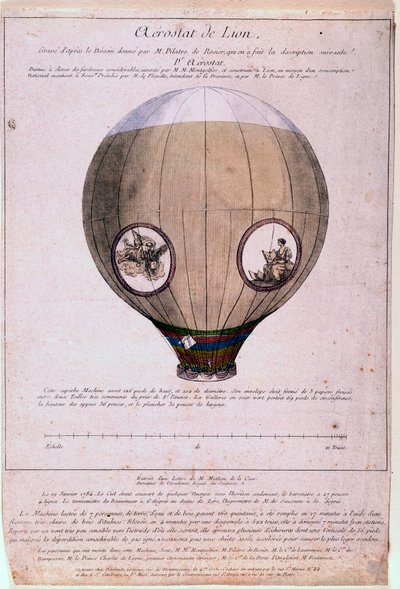 Aerostato di Lione costruito da un modello dei fratelli Montgolfiere (Joseph ed Etienne) da Unknown artist