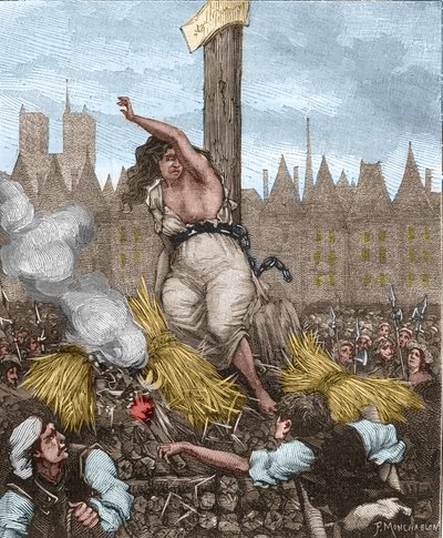Affare dei Veleni: Catherine Deshayes, moglie Monvoisin e soprannominata La Voisin (1640-1680) fu messa sul patibolo, seduta e legata con ferro; giurò e respinse la paglia - in 