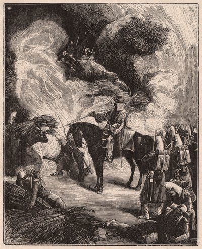 Truppe africane che asfissiano algerini in una grotta, durante la conquista del territorio di Regence Algeri nel 1844-45 da Unknown