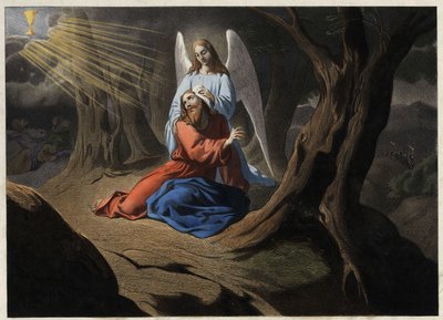 Agonia nel giardino - Preghiera di Cristo nel Giardino degli Ulivi (incisione anonima del XIX secolo) da Unknown artist