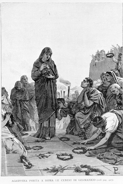 Agrippina Maggiore (14 a.C. - 33) porta a Roma le ceneri del marito Germanico per chiedere giustizia a Tiberio per la sua morte da Unknown artist