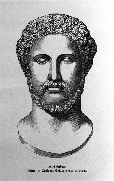 Alcibiade (450-404 a.C.) generale e statista ateniese. Ritratto di un busto romano. XIX secolo da Unknown artist