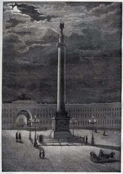 Colonna di Alessandro a San Pietroburgo, Russia - incisione del 1870 da Unknown artist