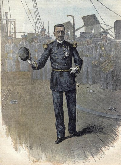 Alfred Albert Gervais (1837-1921), ammiraglio francese, capo di stato maggiore della Marina nel 1892. Incisione del 1892 da Unknown artist