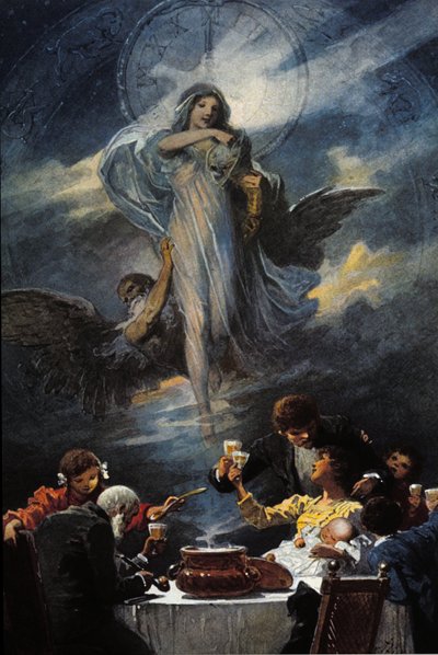 Allegoria della Vigilia di Natale e della Cena di Capodanno. 1889 da Unknown artist