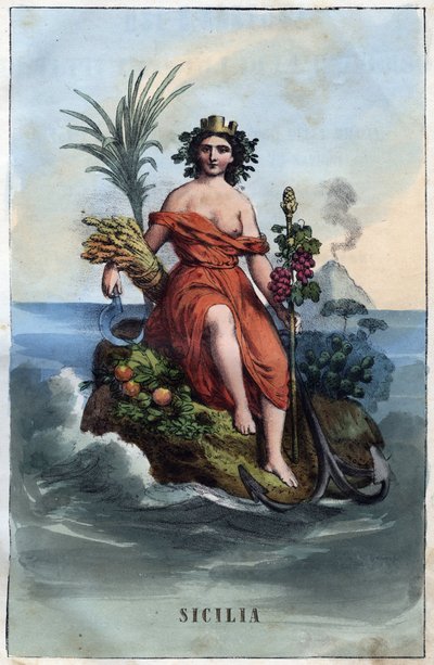 Allegoria della Sicilia - incisione da "Usi e Costumi di Tutti i Popoli dell