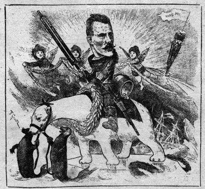 Allegoria sul ritorno di Fridtjof Nansen (1861-1930) dal polo nord - incisione del 1897 da Unknown artist