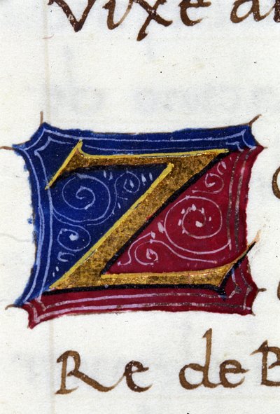 Alfabeto: lettera miniata Z da Unknown artist