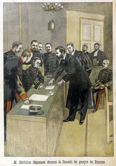 Alphonse Bertillon che testimonia davanti al Consiglio di guerra di Rennes (caso Dreyfus) - in “Le Petite Journal” da Unknown artist