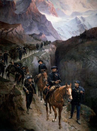 Cacciatori alpini nelle montagne nel 1890 da Unknown artist