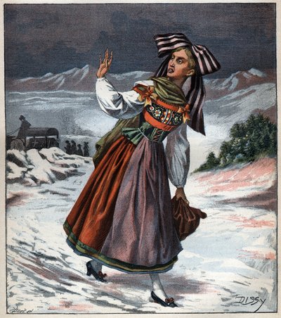 Donna alsaziana in costume regionale - Incisione del 1892 da Unknown artist