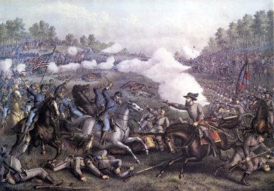 Guerra civile americana (1861 - 1865): Battaglia di Opequon o Terza battaglia di Winchester, Virginia 19 settembre 1864. Incisione del XIX secolo da Unknown artist