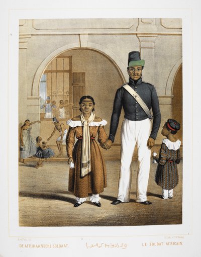 Un soldato africano con la sua famiglia da Unknown artist